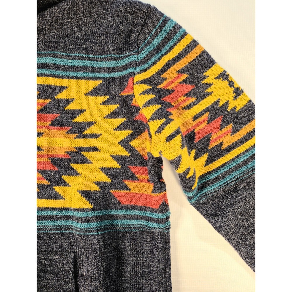 Xray Men's Knit Southwestern Knit Hooded Acrylic Blend Sweater Sz L